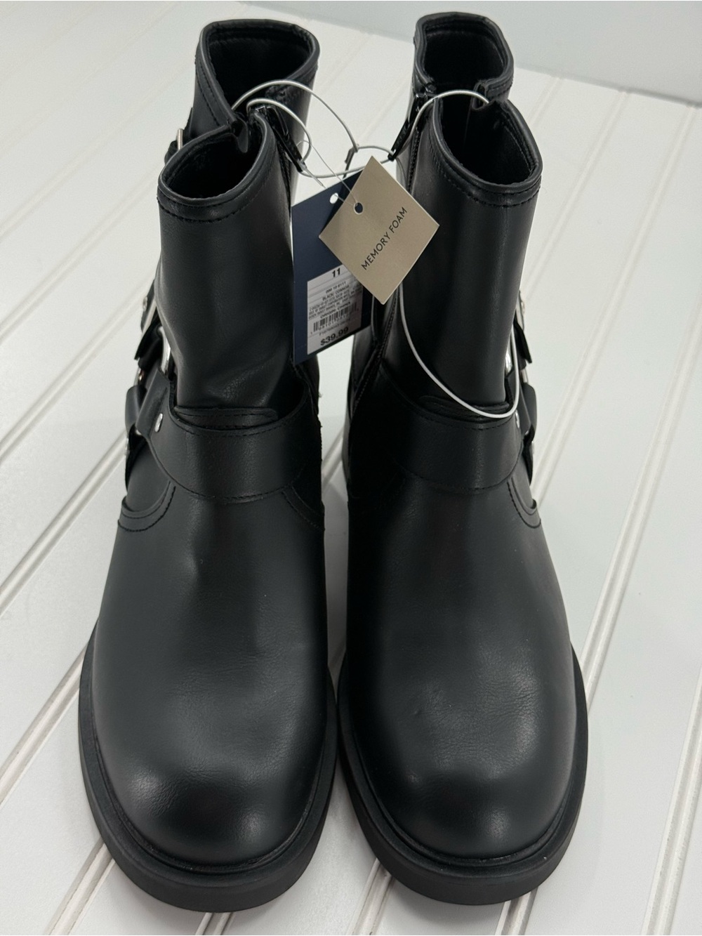 NWT Connor Harness Buckle Ankle Steampunk Emo Chunky Black Biker Boots  Size 11 - Picture 4 of 11